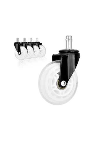 S-wheels Motion Silikon Oyuncu Koltuğu Tekeri 75mm - Beyaz Ofis Koltuk Tekeri Ultra Sessiz Sandalye Tekeri Beyaz