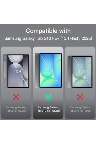 Samsung Uyumlu Galaxy Tab S10 Fe Plus 13.1" Kalem Bölmeli Standlı Tri folding Tablet Kılıfı Kapaklı Kılıf