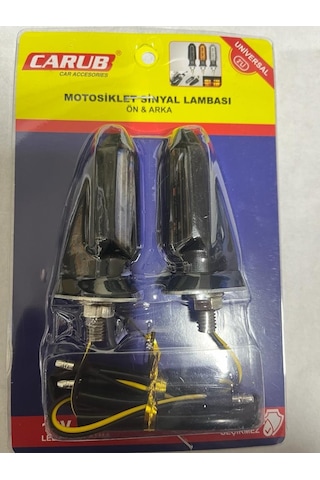 Carub Motosiklet Sinyal Lamba Üniversal 12v Füme Cam Sarı Led 2li