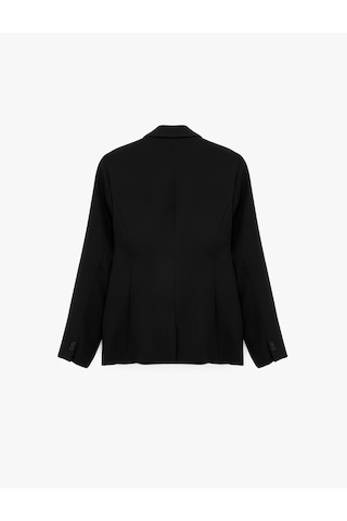 Koton Düğmeli Cepli Geniş Yaka Krep Blazer Ceket Siyah 6sak50039uw Siyah