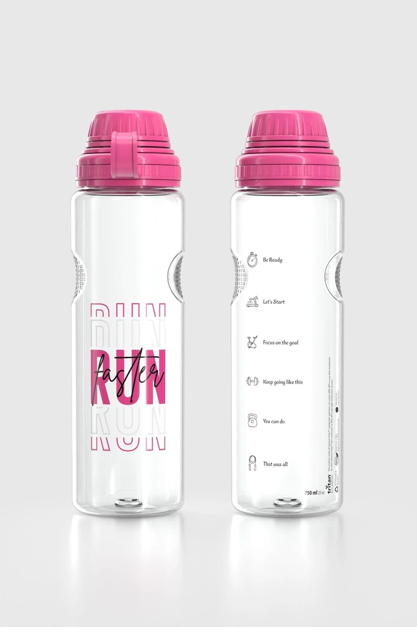 Renga Ege Yazı Desenli 750 Ml Tritan Matara 912067 Fuşya Fuşya