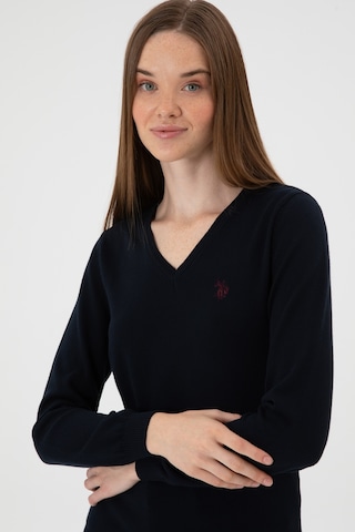 U.S. Polo Assn. Kadın Lacivert V Yaka Basic Kazak 50313590-VR033