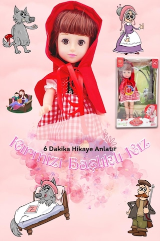 Global Toys Kırmızı Başlıklı Kız Hikayesi Anlatan 45 cm Et Bebek