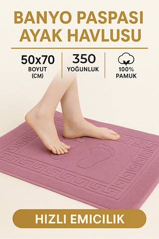 Serra 5 Adet %100 Pamuk En Iyi Emici Ayak Havlusu Konforlu Banyo Paspası 50x70cm Mürdüm