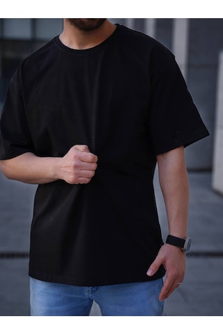 Erkek Oversize Tişört Siyah Siyah