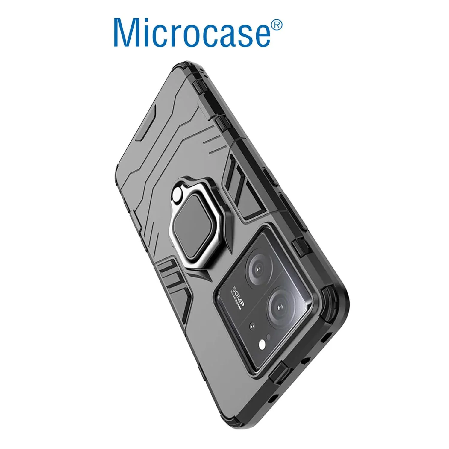 Microcase Xiaomi 13t / 13t Pro / K60 Ultra Batman Serisi Yüzük Standlı Armor Kılıf Siyah -al3349