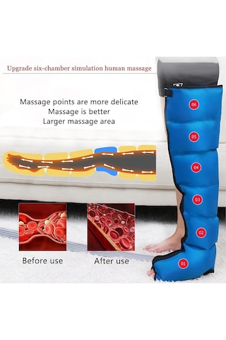 Lenfatik Drenaj Cihazı, Lipedema İçin Lenfatik Drenaj Cihazı Bacakları - 6 Hava Odacıklı Sıkıştırma Bacak Masajı, Şişliği Ve Yorgunluğu Azaltır Mavi 2 Bacak, Büyük