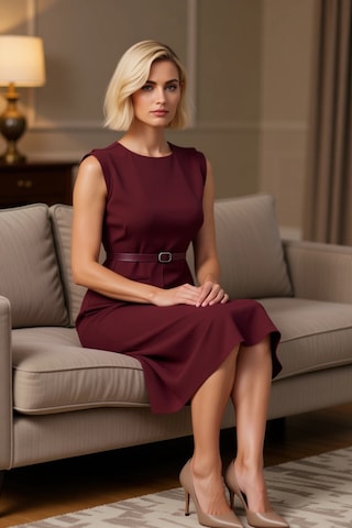 Benerly Kadın Bisiklet Yaka Kolsuz Bodycon Kalıp Düz Desen Dokuma Midi El Bordo