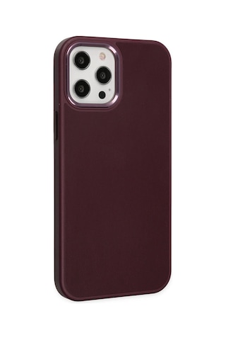 Apple Apple iPhone Uyumlu 12 Pro Max Kılıf Asya Deri Silikon - Mürdüm