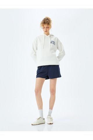 Koton Arkası Baskılı Kapüşonlu Oversize Uzun Kollu Sweatshirt Ekru 5sal10479ık Ekru