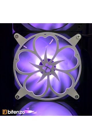 Çiçek Motifli 120x120 Mm Oyun Pc Aksesuarı, Masaüstü Bilgisayar Fan Kapağı Beyaz