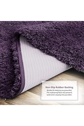 Clara Clark Banyo Halıları, Ultra Yumuşak Tüylü Banyo Halıları - Banyo İçin Banyo Paspası, Makinede Yıkama, Kaymaz Arka Kauçuk, 81 X 121 Cm, Patlıcan Banyo Halısı Seti Diğer