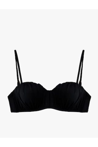 Koton Arkası Bağlamalı Balenli Straplez Bikini Üstü Siyah 6sak10060mm