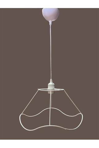 Dalgalı Avize Teli , İskeleti 35 20 Cm Beyaz Statik Boyalı Duy Takımı Dahil Beyaz