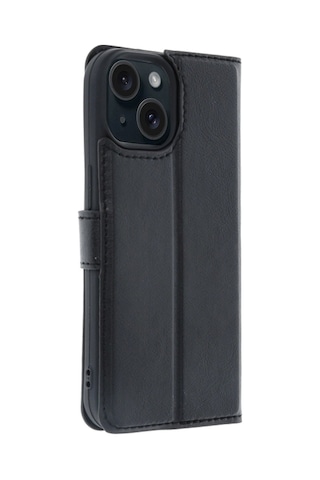 Apple Uyumlu iPhone 15 Trend S Plus Kapaklı Kılıf - Siyah - Elm-01-790721