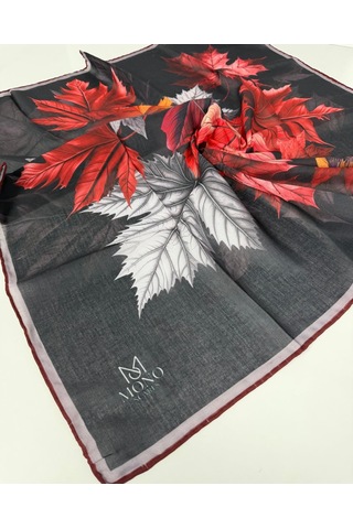 Mono Scarfs Soft Pamuk Eşarp-90 X 90 -06109 Siyah-Kırmızı