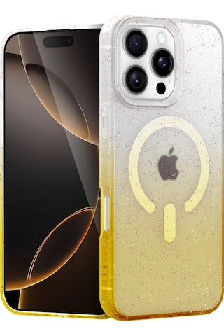 Apple Uyumlu iPhone 16 Pro Max Pummel Shiny Magsafe Kapak - Gold