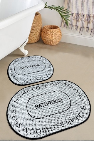 Baindos Ekru 2'li Banyo Paspas Seti, Kaymaz Tabanlı Klozet Takımı Djtbanyo Bej