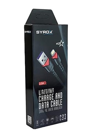 C93 2.0 Mah İph 1 Mt Gül Desenli Kablo Araç Şarjı, Siyah