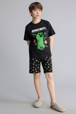 Defacto Minecraft Regular Fıt 2li Pijama Takımı Erkek Çocuk H0371a826smbk81 Siyah-bk81