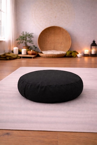 Yuvarlak Zafu Meditasyon Minderi & Bolster Minderi İkili Yoga Meditasyon Minder Seti Siyah