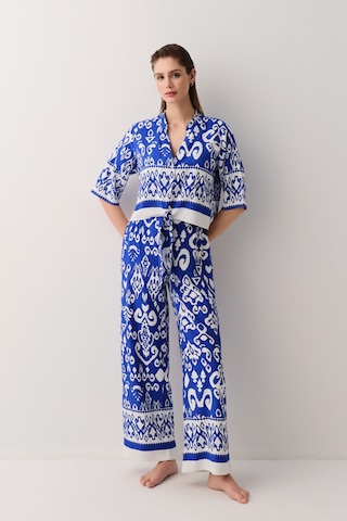 Suwen Island Plaj Gömleği Sba253001112 Saks Desenli Saks