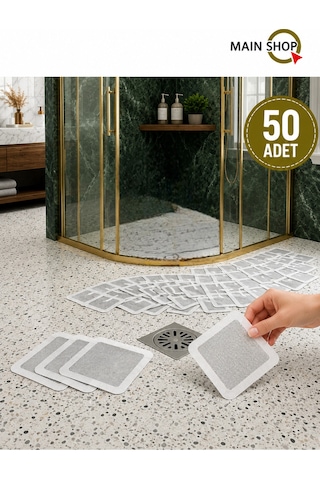 Mainshop Yapışkanlı Banyo Gider Süzgeci 50'li Dev Tasarruf Paketi - Saç Ve Kir Tutucu Tek Kullanımlık Filtre M-740 Çok renkli