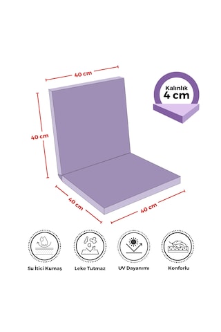 Xpermate 6'lı Arkalıklı Sandalye Minderi Fermuarlı 40x40 Lila
