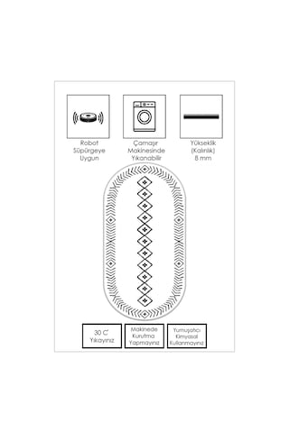 West Home Makinede Yıkanabilir Kaymaz Taban Leke Tutmaz Oval Yolluk Ev Dekorasyonu İçin Beyaz Kesme Yolluk 375 White Oval Yolluk