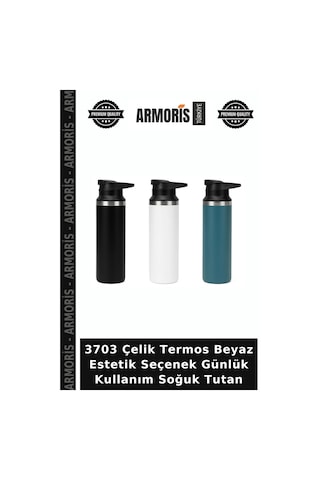 3703 Çelik Termos Beyaz Estetik Seçenek Günlük Kullanım Soğuk Tutan Çok Renkli