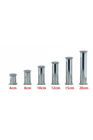 Ludıa 6 Farklı Ölçüde Metal Ayarlanabilir Tablalı Mobilya Ayağı 6cm,8cm,10cm,12cm,15cm,20cm Gri