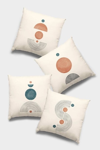 Krem Modern Çift Taraflı 4'lü Set Kırlent Kılıfı 4kr028n11