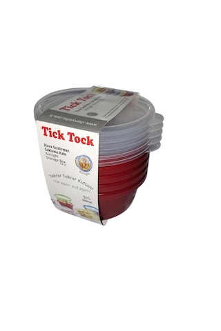 Tick Tock Hava Sızdırmaz Saklama Kabı 5'li Set Kırmızı 5 x 250 ML Kırmızı