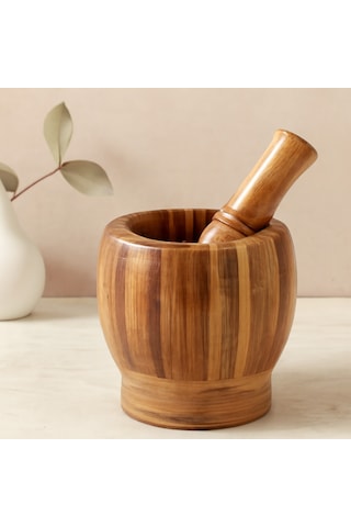 Ahşap Bambu Havan Sarımsak Dövecek 8 Cm Renkli