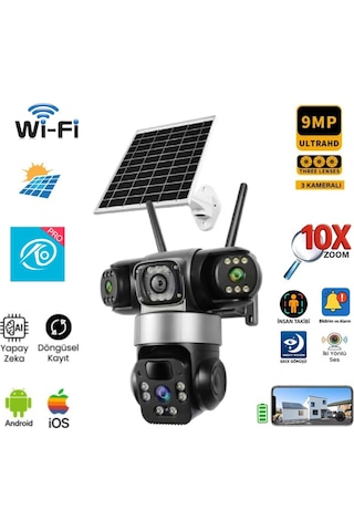 O-kam 8095 3 Lens Wifi Solar Ptz Kamera