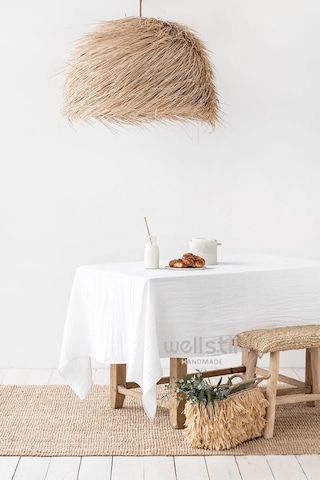 WellstilPremium Keten Masa Örtüsü  Beyaz