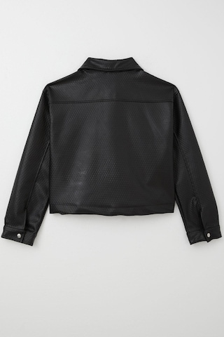 Breeze Kız Çocuk Deri Ceket Kabartma Desenli Çıtçıtlı 9-14 Yaş, Siyah Siyah