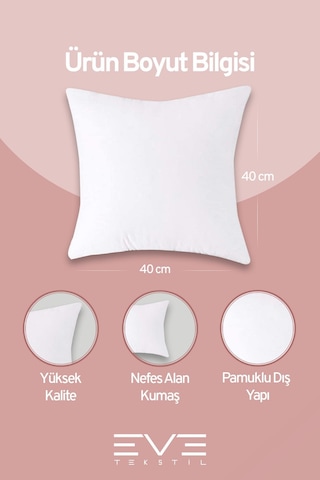 Eve Tekstil 6 Adet Throw Serisi Antialerjik %100 Silikon Elyaf Dolgulu Kırlent Iç Kare Yastık 45x45cm 350gr Beyaz
