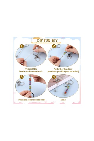 Gatherco 20 Adet Boncuklu Anahtarlık Çubuğu, Metal Boncuklu Anahtarlık Çubuğu, Boncuklu Anahtarlık Yapımı İçin Boş Kendin Yap Anahtarlıklar