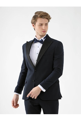 Dufy Lacivert Erkek Slim Fit Sivri Yaka Smokin Takım - 92401 Lacivert
