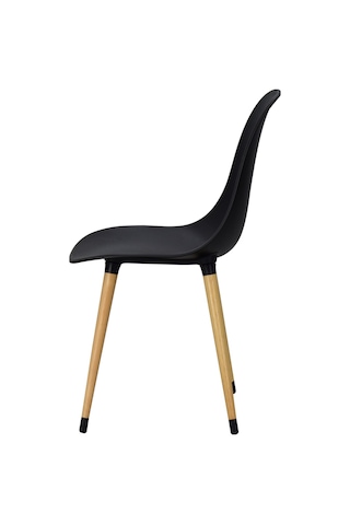 Vilinze Eames Naturel Ahşap Ayak Plastik Siyah Sandalye Eames-beyaz Siyah - Naturel