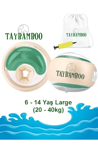Taybamboo Classıcs Yuvarlak Üç Hava Odalı Yüzme Yardımcısı Kolluk - Yeşil - Large 6-14 Yaş 19-40kg