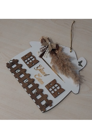 Güzel Evim Beyaz Ahşap Anahtar Askılığı Duvar Askılı Anahtarlık Beyaz