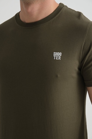 Shooter Sportwear Shooter Erkek Pamuklu Esnek T-shirt Standart Kalıp Minimal Logolu Haki