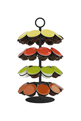 Tenfowee 360 Derece Dönebilir 36 Kapsül Kapasiteli Demir Kahve Kapsülü Organizatörü Siyah