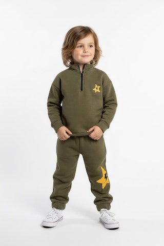 Fermuar Detaylı Şimşek Baskılı 2 Li Takım Haki