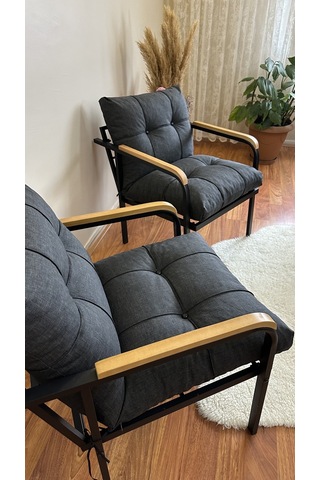 Modern Style Home Modern Avcılar Balkon, Bahçe, Cafe - Metal Kanepe Koltuk Takımı 2 Tekli Antrasit Modernk044 Antrasit