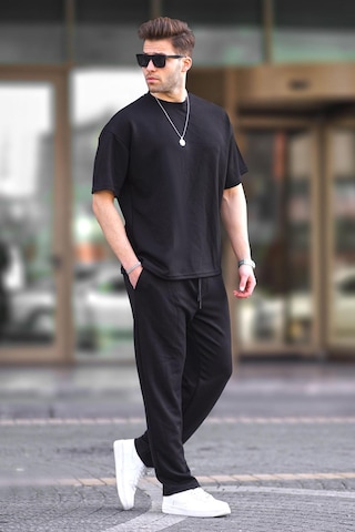 Madmext Siyah Oversize Kısa Kollu Eşofman Takımı 5954-siyah Siyah