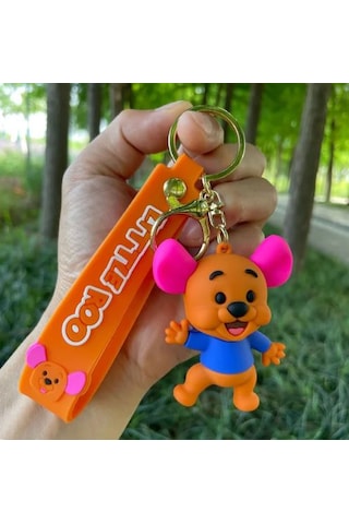 Winnie The Pooh Little Roo Figürü Anahtarlık Aksesuar Çanta Süsü Silikon 3d Çizgi Film Figürü Kahverengi