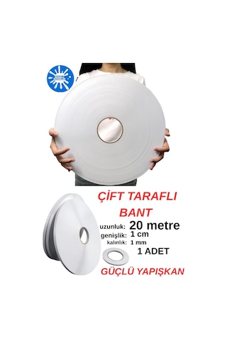 1 Adet 20 Metre Uzunluğunda 1,sınıf Kaliteli Çift Taraflı Bant Ofis Salon Çerçeve Kırtasiye Bantlama